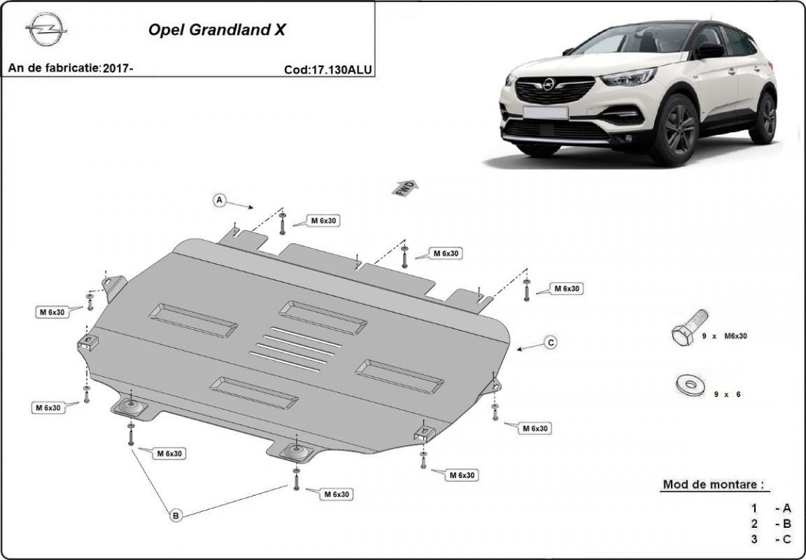 Bunnplate Aluminium Motor+ | Opel Grandland X (2017-2026) - 3