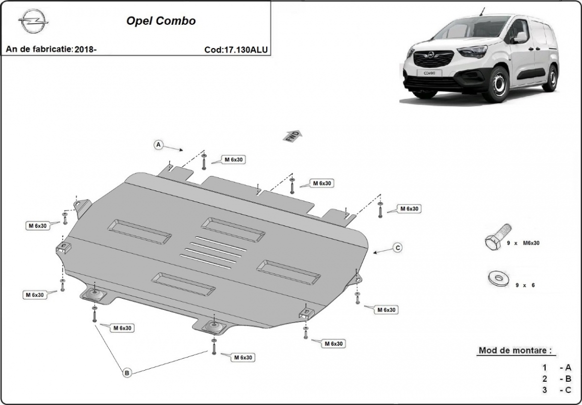 Bunnplate Aluminium Motor+ | Opel Combo E (2018-2026) - 3