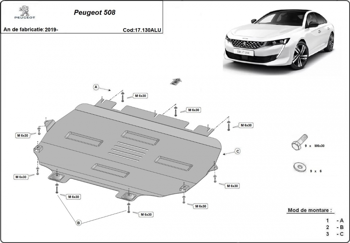 Skid plate Aluminium Engine+ | Peugeot 508 (2019-2026) - 3
