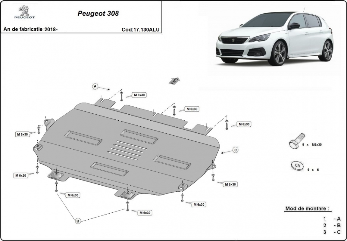 Bunnplate Aluminium Motor+ | Peugeot 308 (2018-2026) - 3