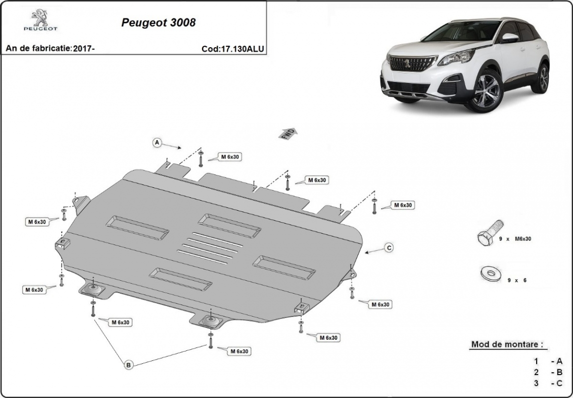 Skid plate Aluminium Engine+ | Peugeot 3008 (2017-2026) - 3