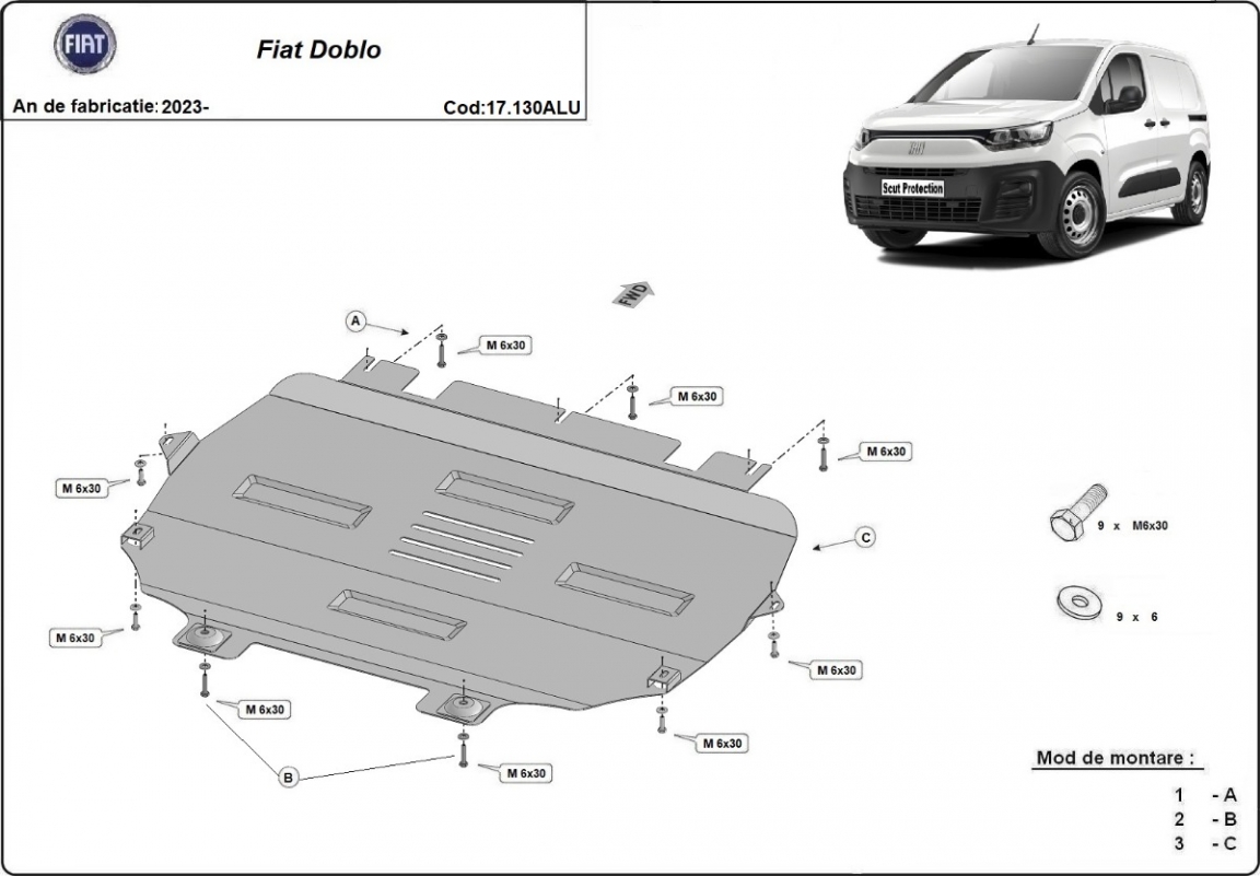 Skid plate Aluminium Engine+ | Fiat Doblo (2023-2026) - 3