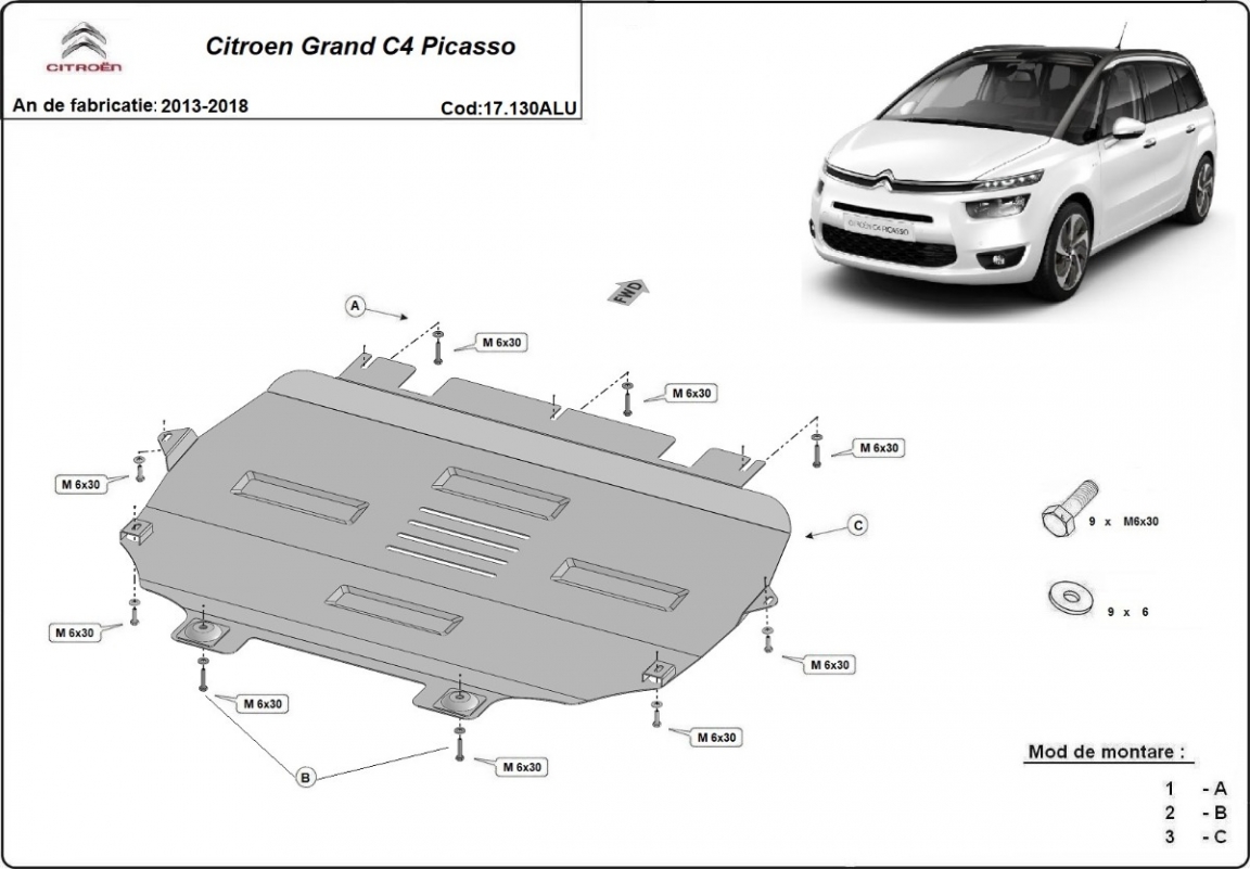 Pohjapanssari Aluminium Moottori+ | Citroën Grand C4 Picasso (2013-2018) - 3