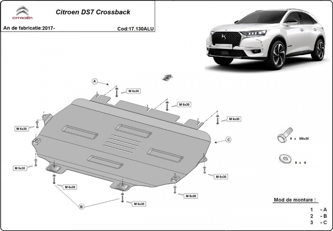 Skid plate Aluminium Engine+ | Citroën DS7 Crossback (2017-2026) - 3