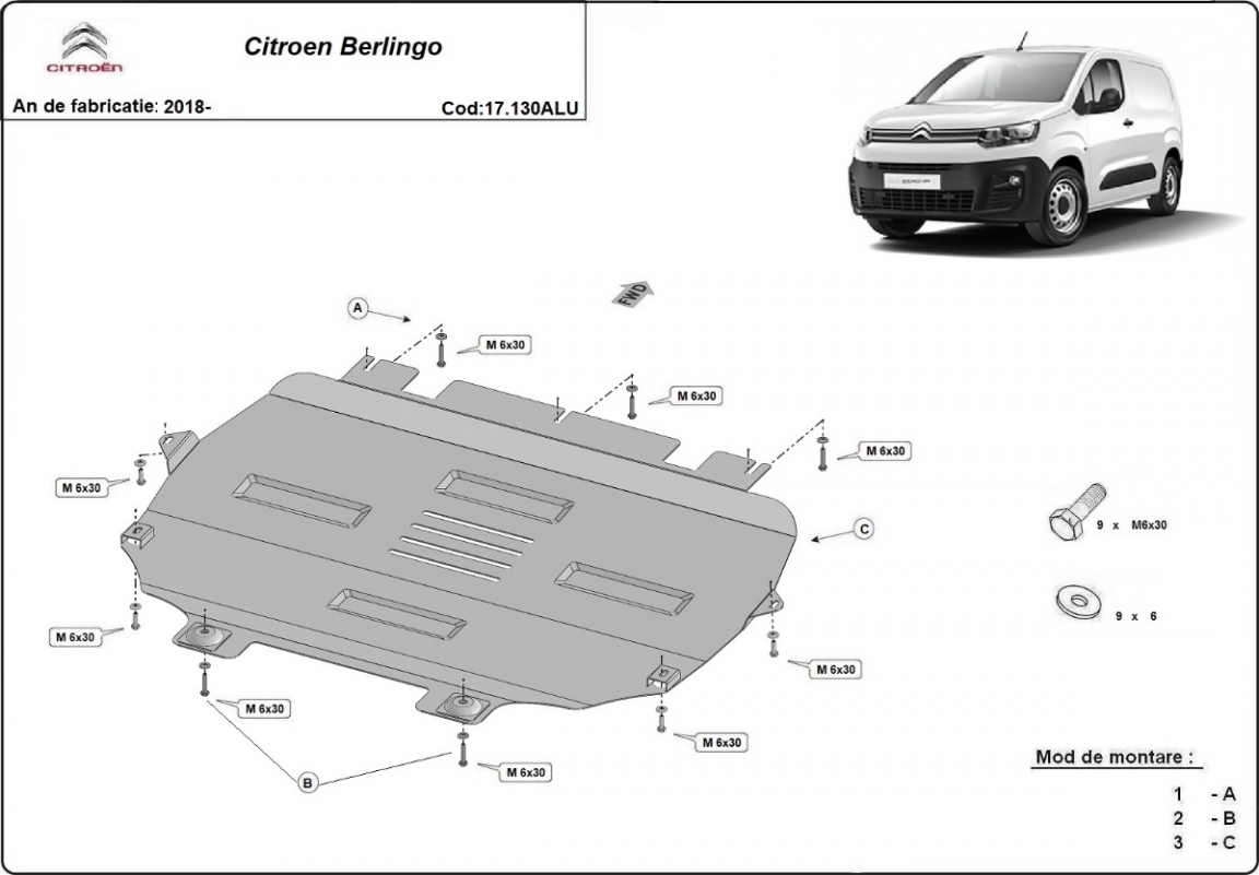 Bundplade Aluminium Motor+ | Citroën Berlingo (2018-2026) - 3
