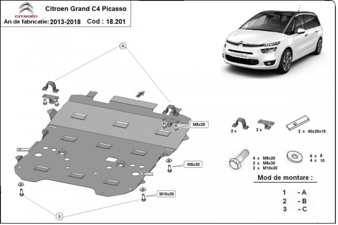 Bundplade Stål Motor+ | Citroën Grand C4 Picasso (2013-2018) - 3