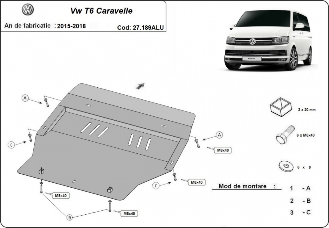 Skid plate Aluminium Engine+ | VW Transporter T6 Caravelle (2015-2026) - 3