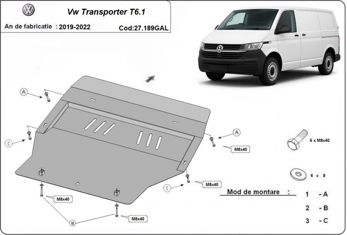 Skid plate Steel Engine+ | VW Transporter T6.1 (2019-2022) - 3