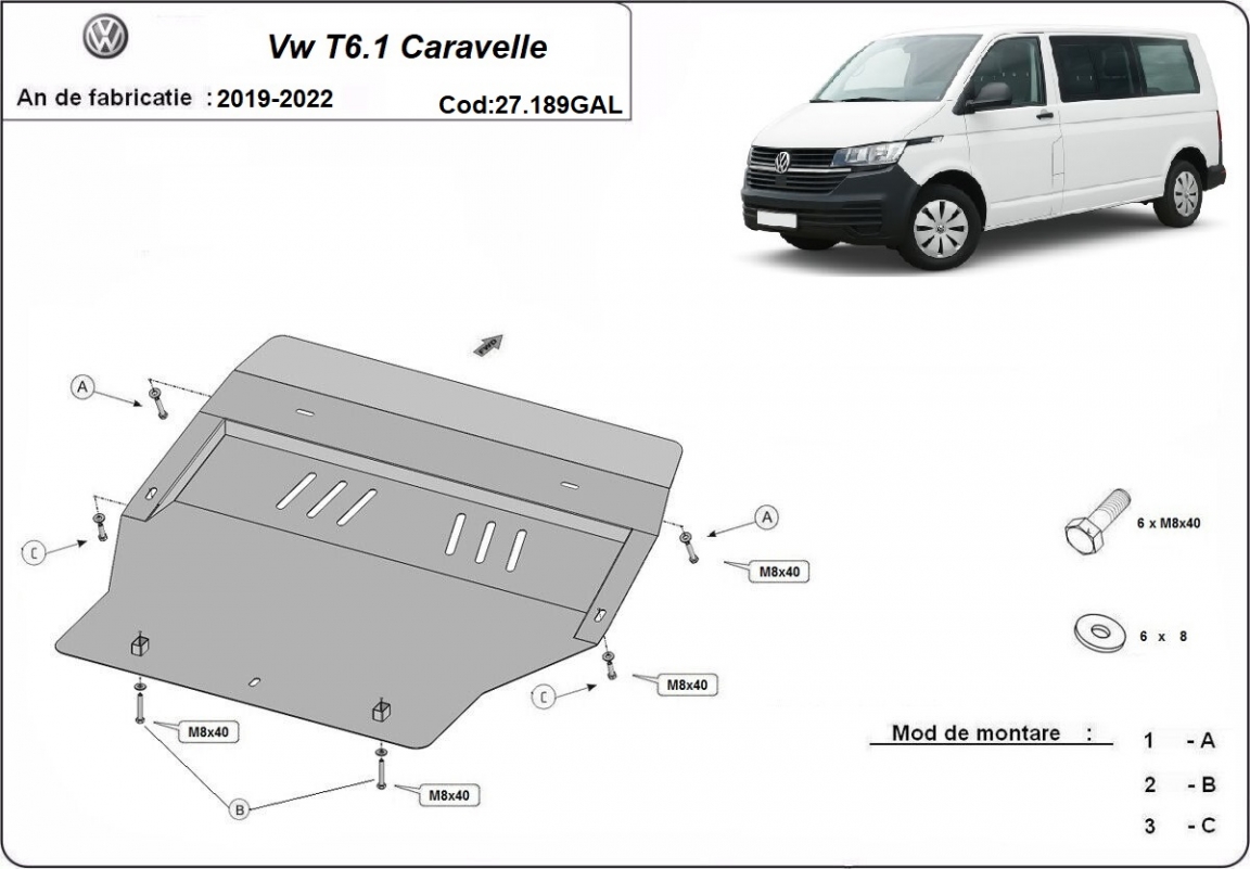 Skid plate Steel Engine+ | VW Transporter T6.1Caravelle (2019-2022) - 3