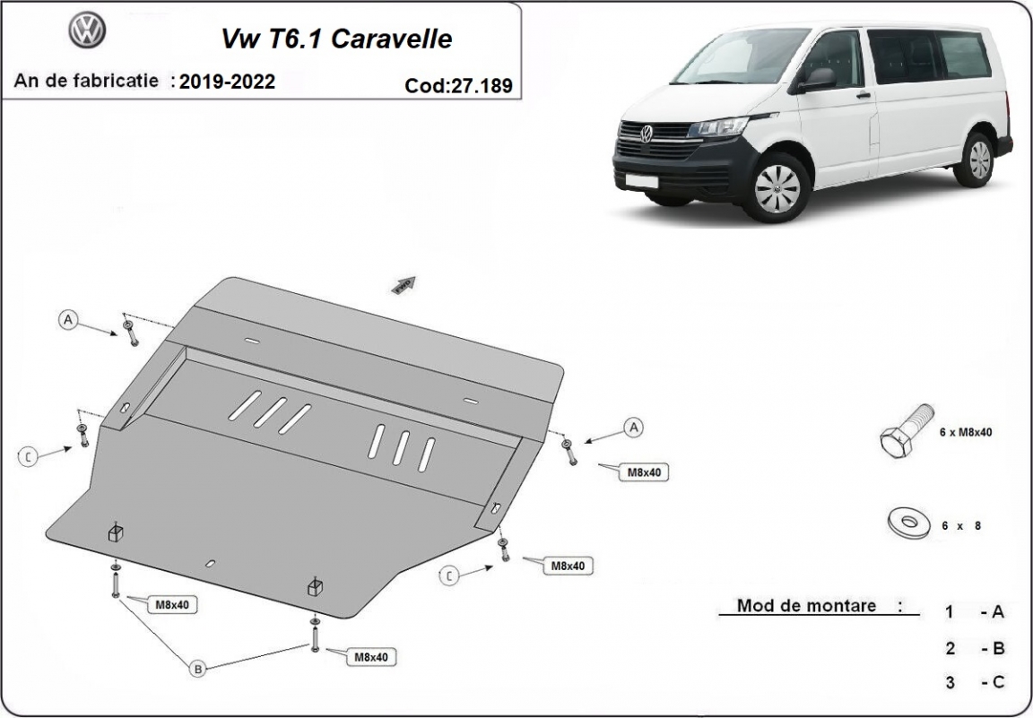 Bundplade Stål Motor+ | VW Transporter T6.1 Caravelle (2019-2022) - 3
