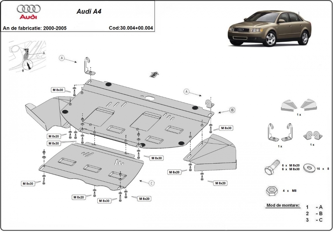 Hasplåt Stål Motor+ | Audi A4 B6 - Promotion kit Diesel (2000-2005) - 3