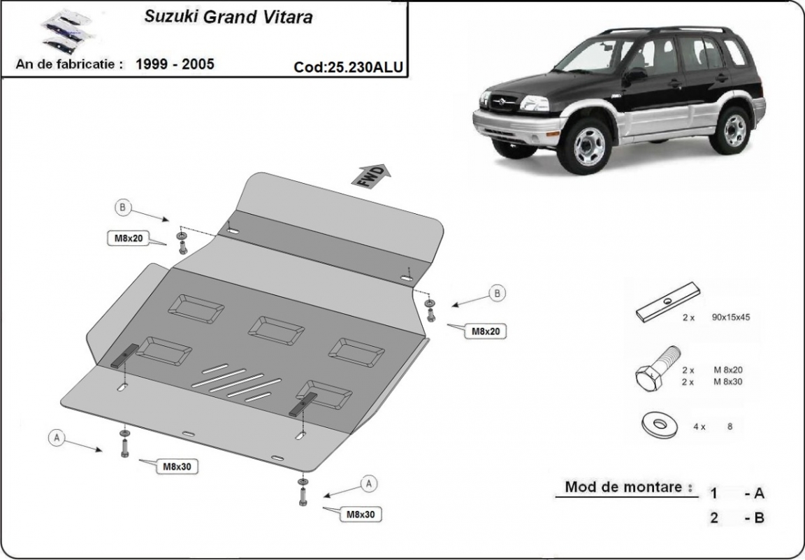 Bundplade Aluminium Motor+ | Suzuki Grand Vitara (1999-2005) - 3