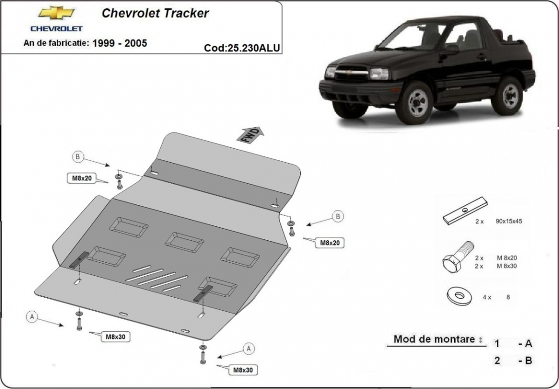 Bunnplate Aluminium Motor+ | Chevrolet Tracker (1999-2005) - 3