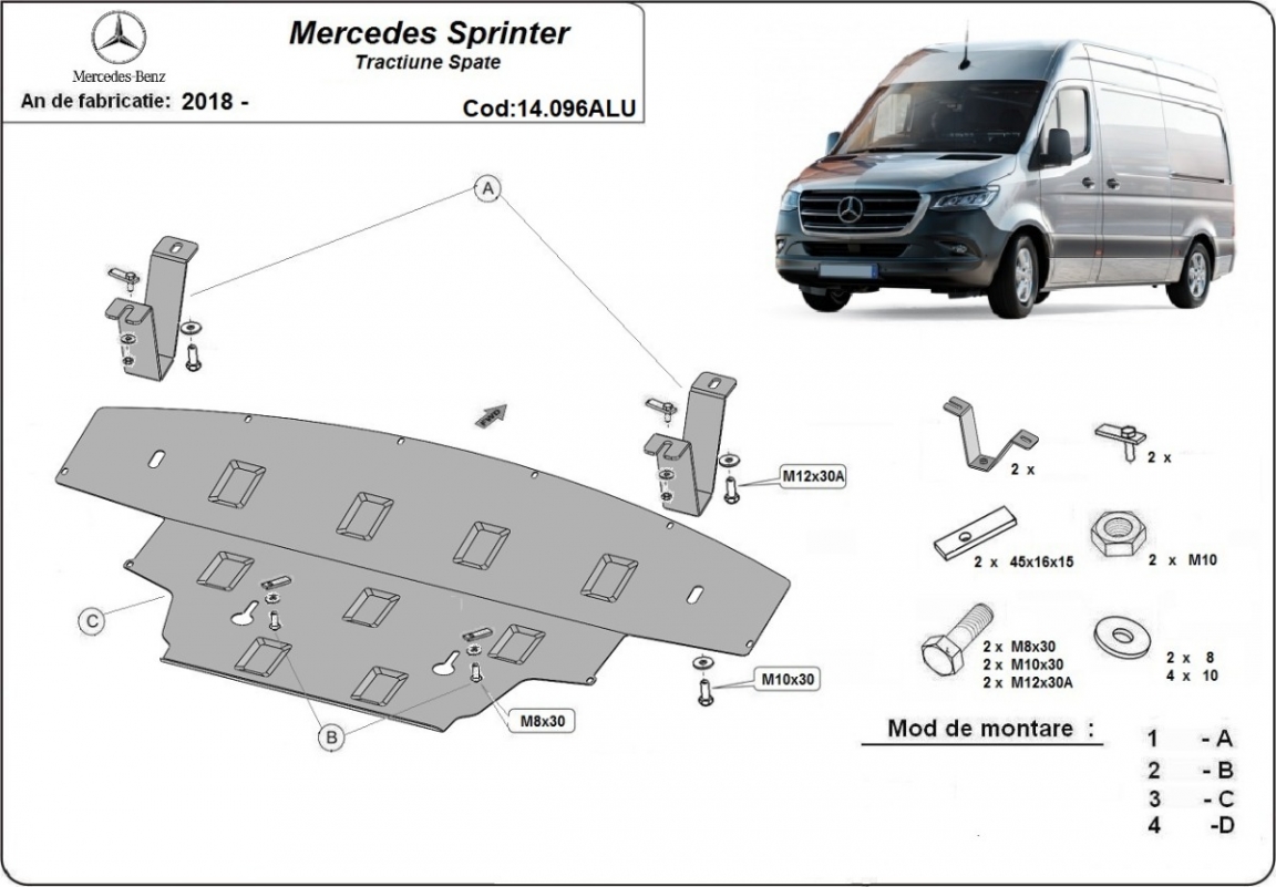 Bundplade Aluminium Motor+ | Mercedes Sprinter - RWD (2018-2026) - 3