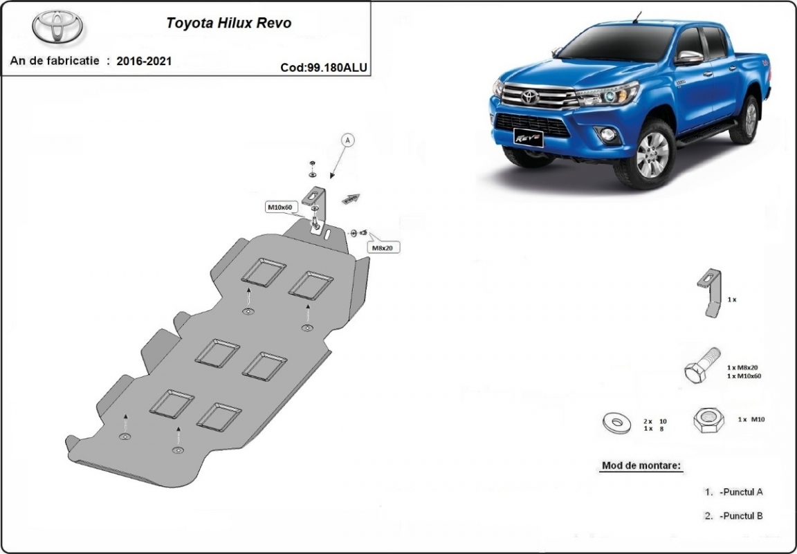 Skid plate Aluminium Fuel tank | Toyota Hilux (2016-2021) - 3