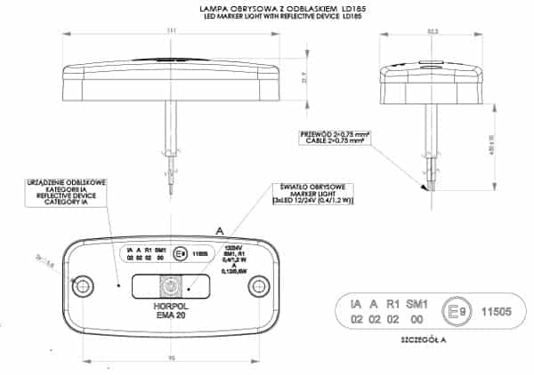 LED markeringslys rav 12-24v 120cm kabel + SuperSeal - 2