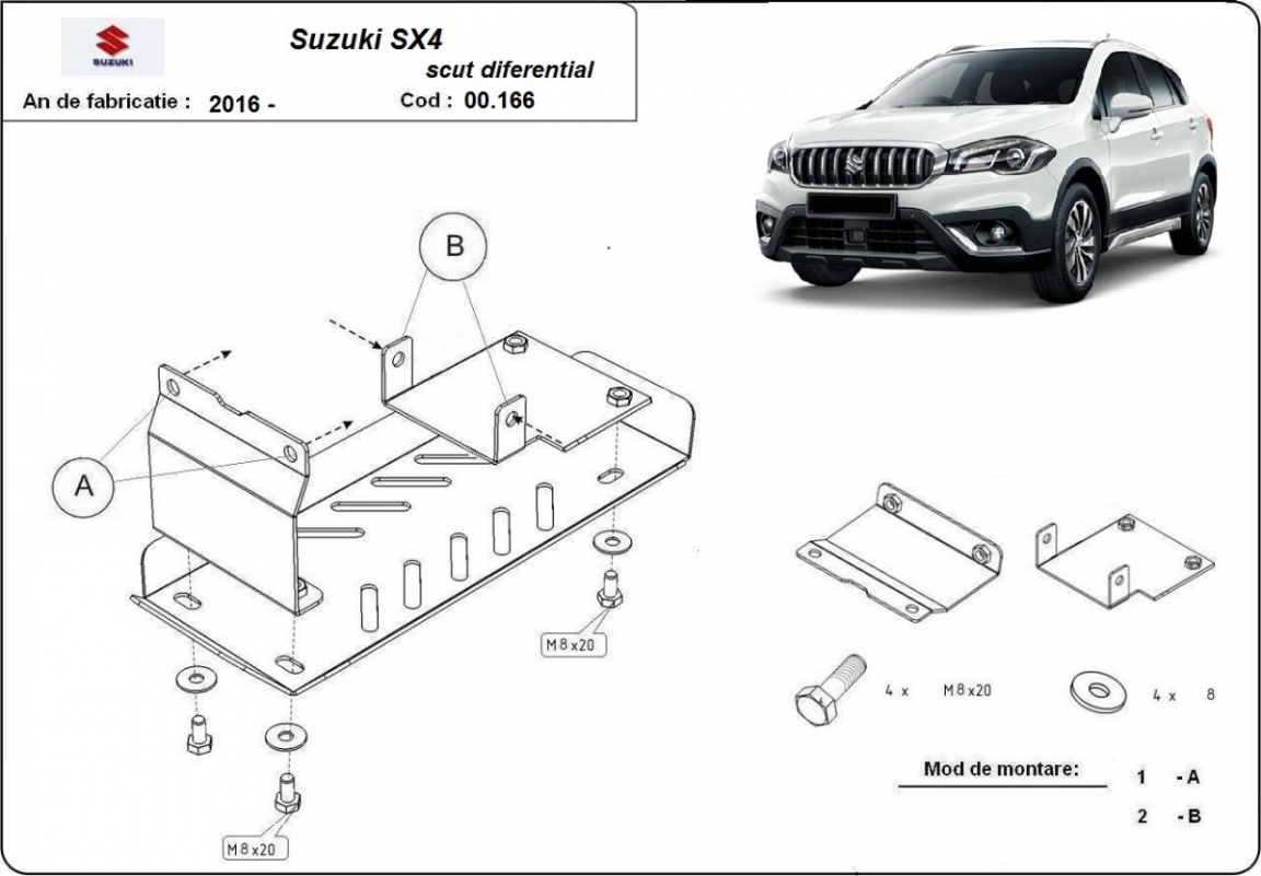 Skid plate Aluminium Rear differential | Suzuki SX4 (2013-2023) - 3