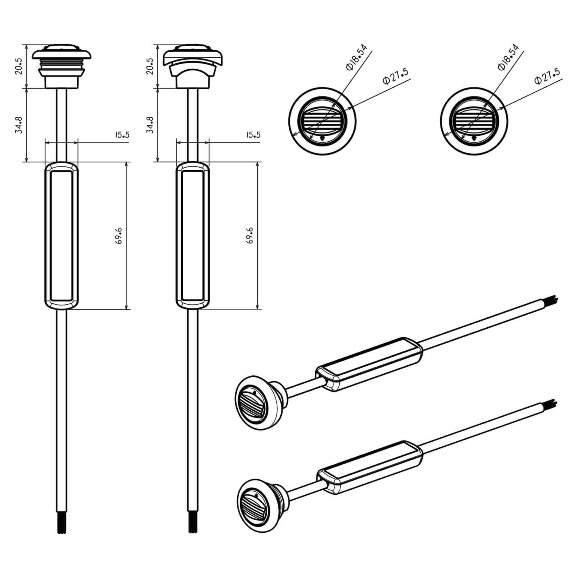 LED markeringslys ravgul 12-24v 500cm kabel - 8