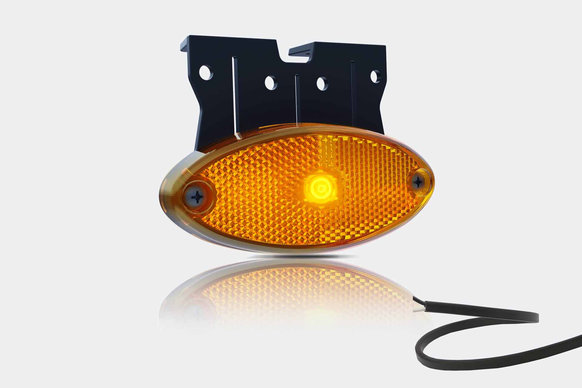 LED marker light oval amber with bracket | 12-24v | 50cm cable