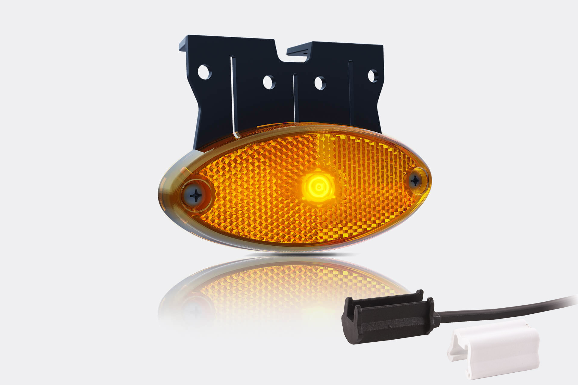 LED markeringslys oval rav med beslag | 12-24v | 1,5mm.2 stik