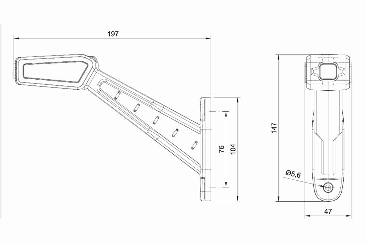 LED Side marker light right 12-36v, 30cm kabel + SuperSeal - 3