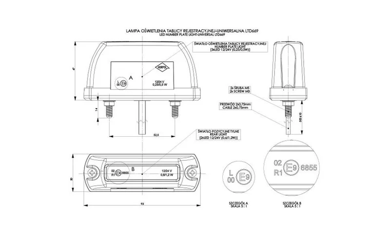 LED registreringsskyltlampor 12-24v - 2