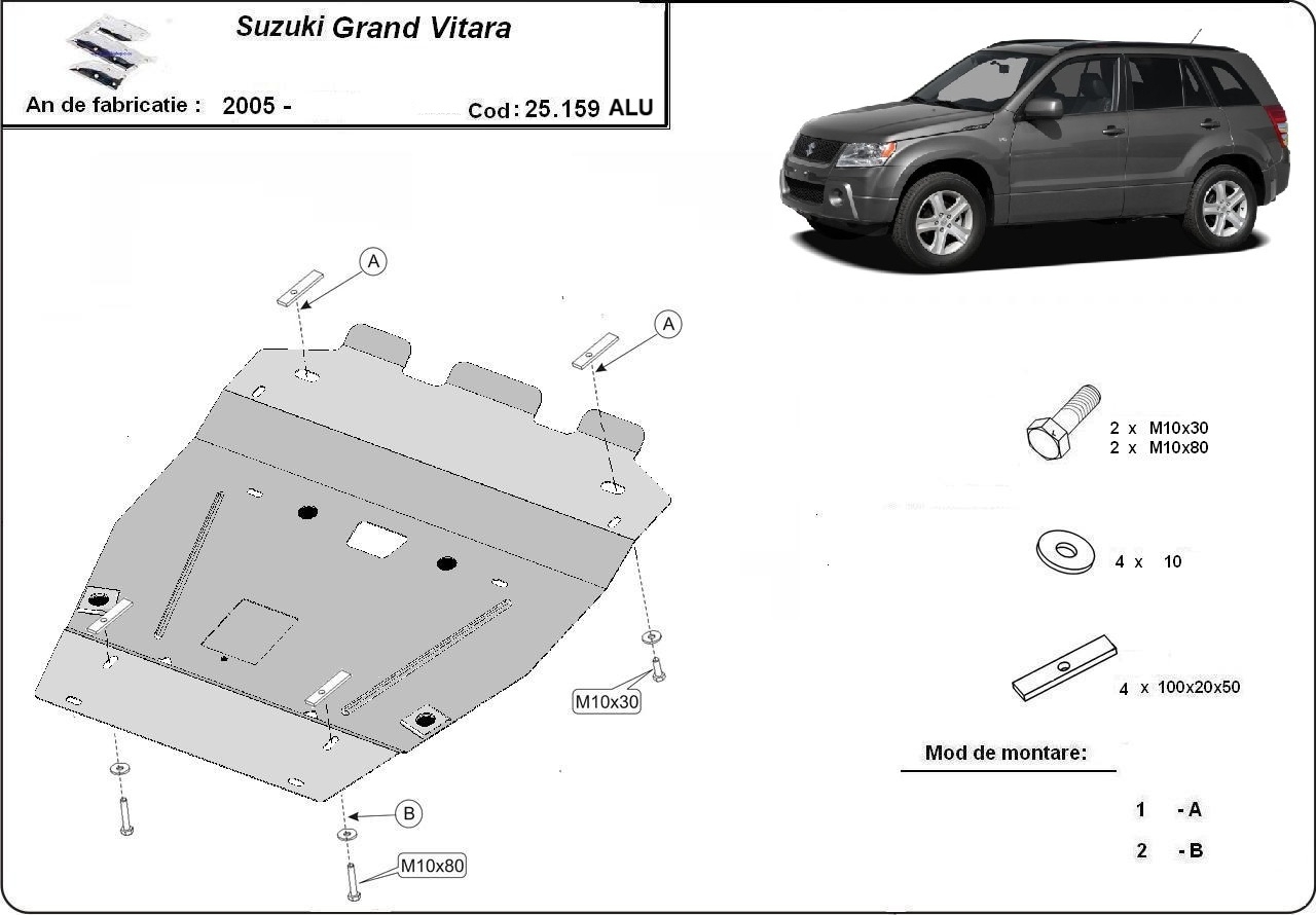 Skid plate Aluminium Engine+ | Suzuki Grand Vitara 2 (2005-2019) - 3