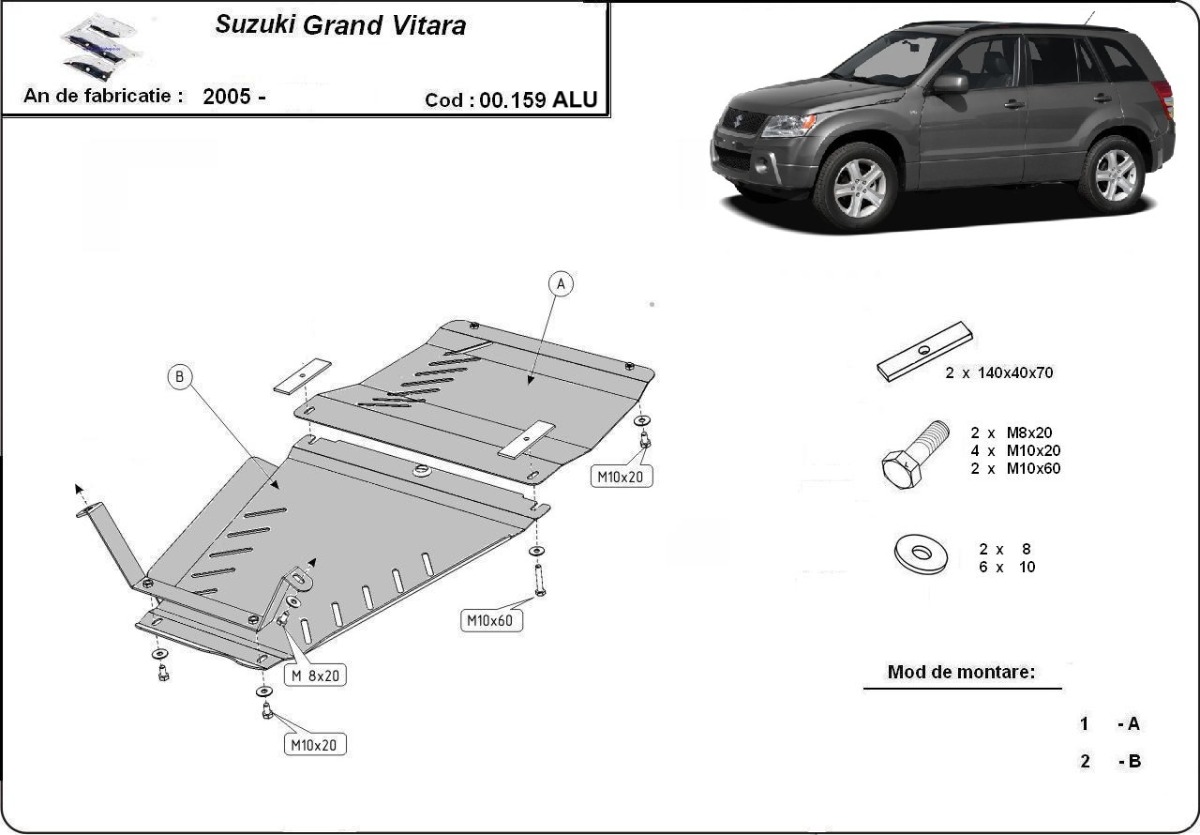 Skid plate Aluminium Gearbox | Suzuki Grand Vitara 2 (2005-2019) - 3