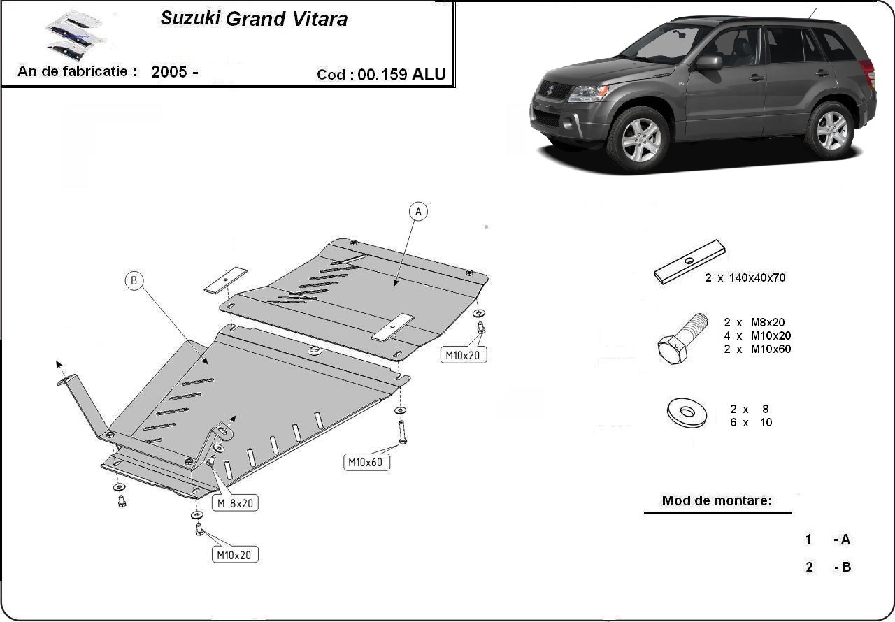 Skid plate Aluminium Gearbox | Suzuki Grand Vitara 2 (2005-2019) - 3