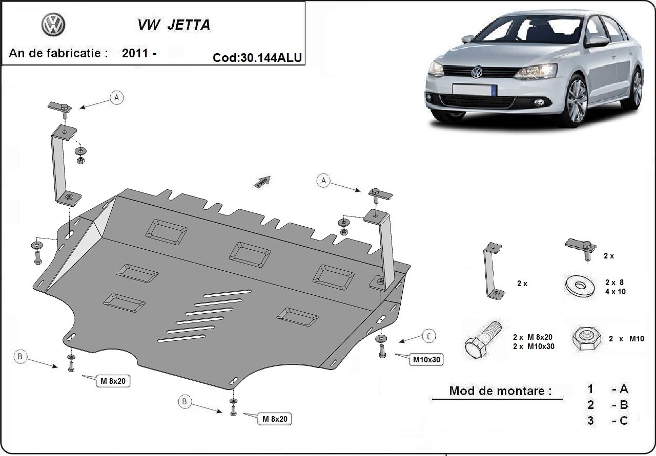 Aluminium-Unterfahrschutz Motor+ | VW Jetta (2011-2017)