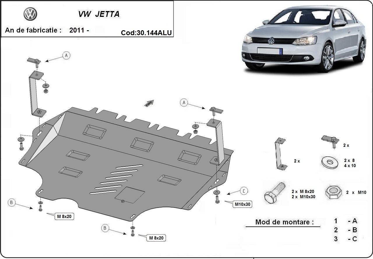 Bundplade Aluminium Motor+ | VW Jetta (2011-2017) - 3