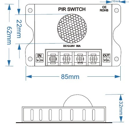 Rörelsesensor 12-24v 30A - 5