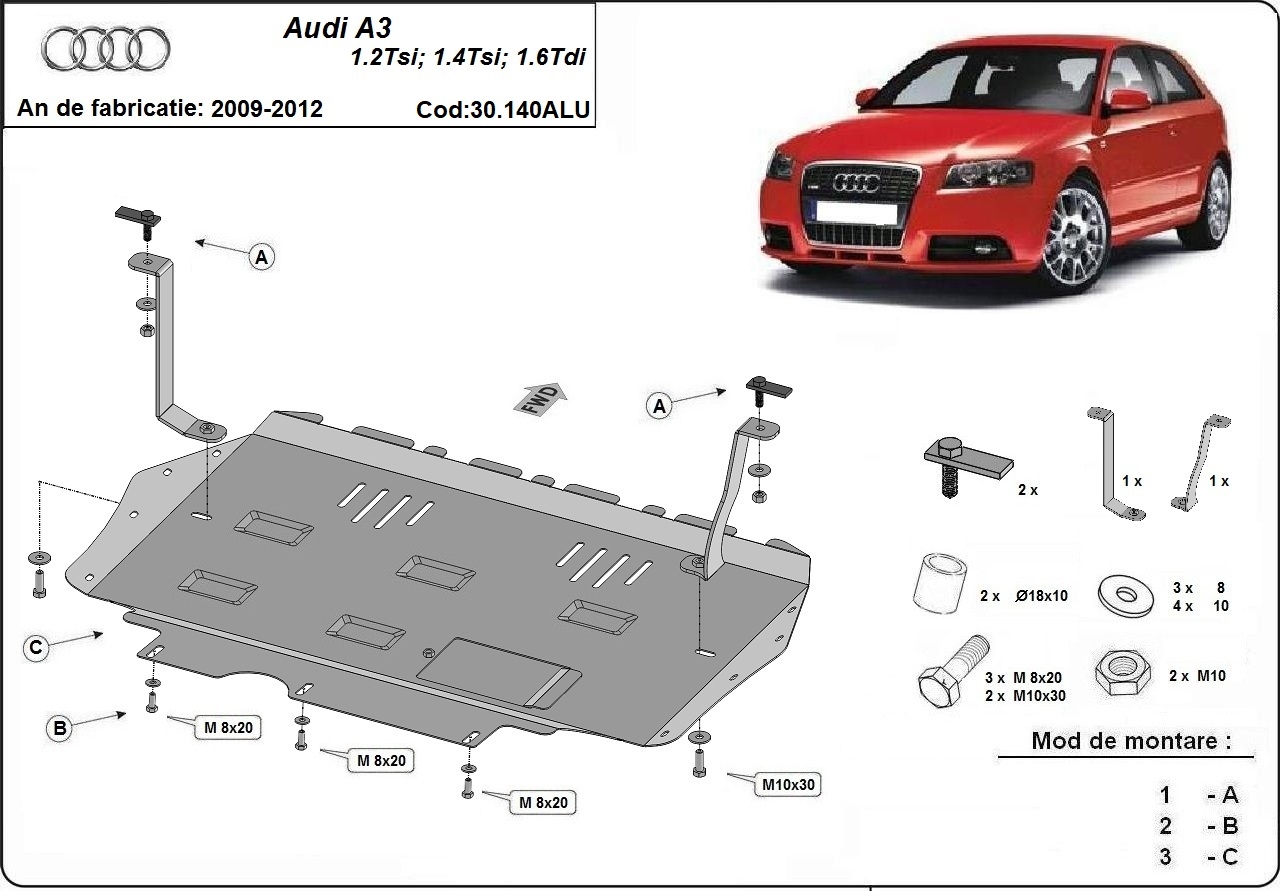 Skid plate Aluminium Engine+ | Audi A3 (2003-2012) - 3