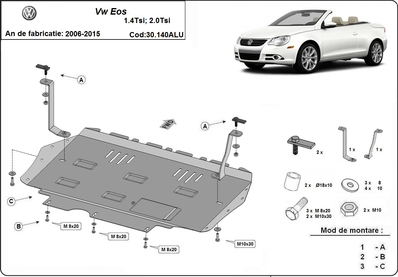 Pohjapanssari Aluminium Moottori+ | VW Eos (2006-2015) - 3