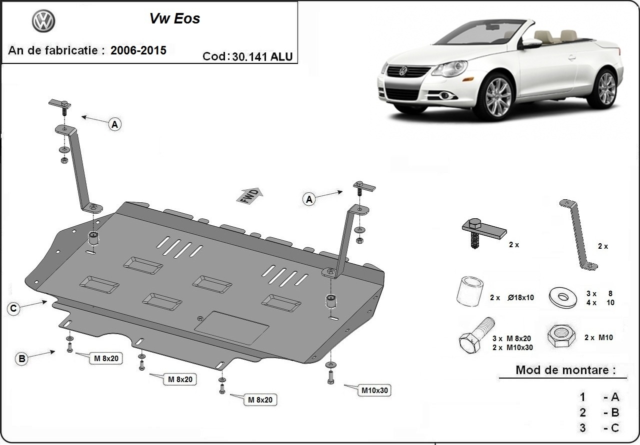 Pohjapanssari Aluminium Moottori+ | VW Eos (2006-2015) - 3