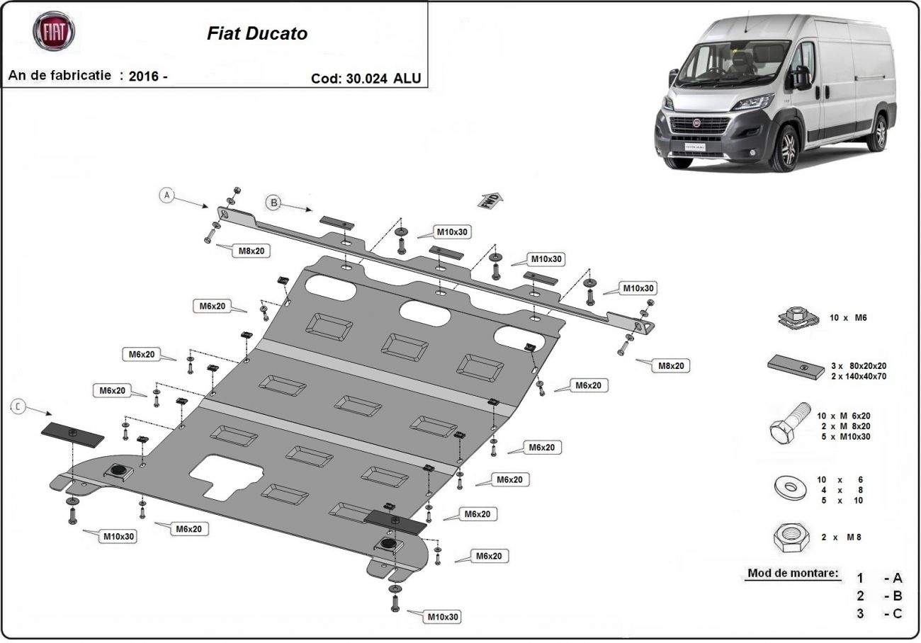 Skid plate Aluminium Engine+ | Fiat Ducato (2016-2026) - 3