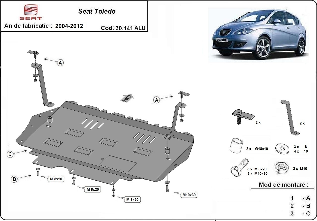 Bunnplate Aluminium Motor+ | Seat Toledo 3 (2004-2012) - 3