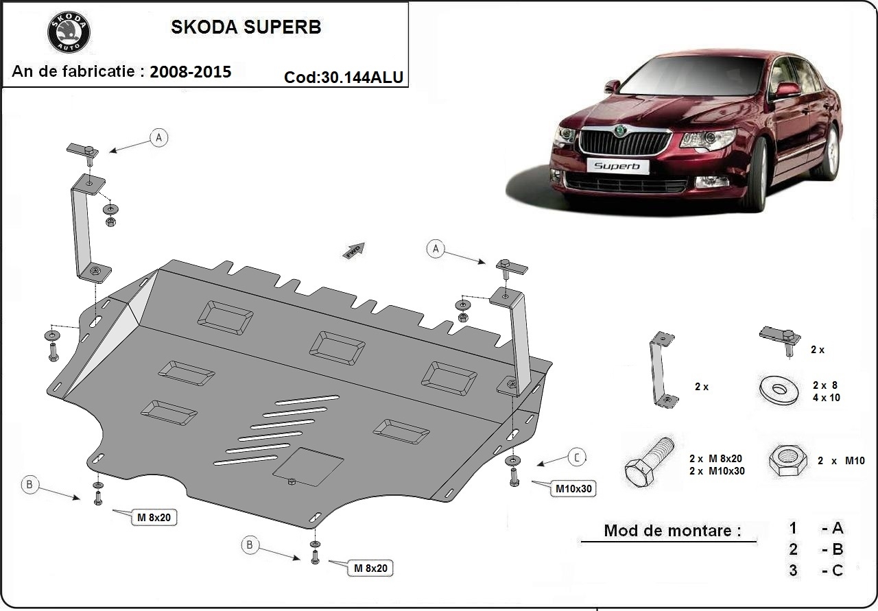 Bundplade Aluminium Motor+ | Skoda Superb II (2008-2015) - 3