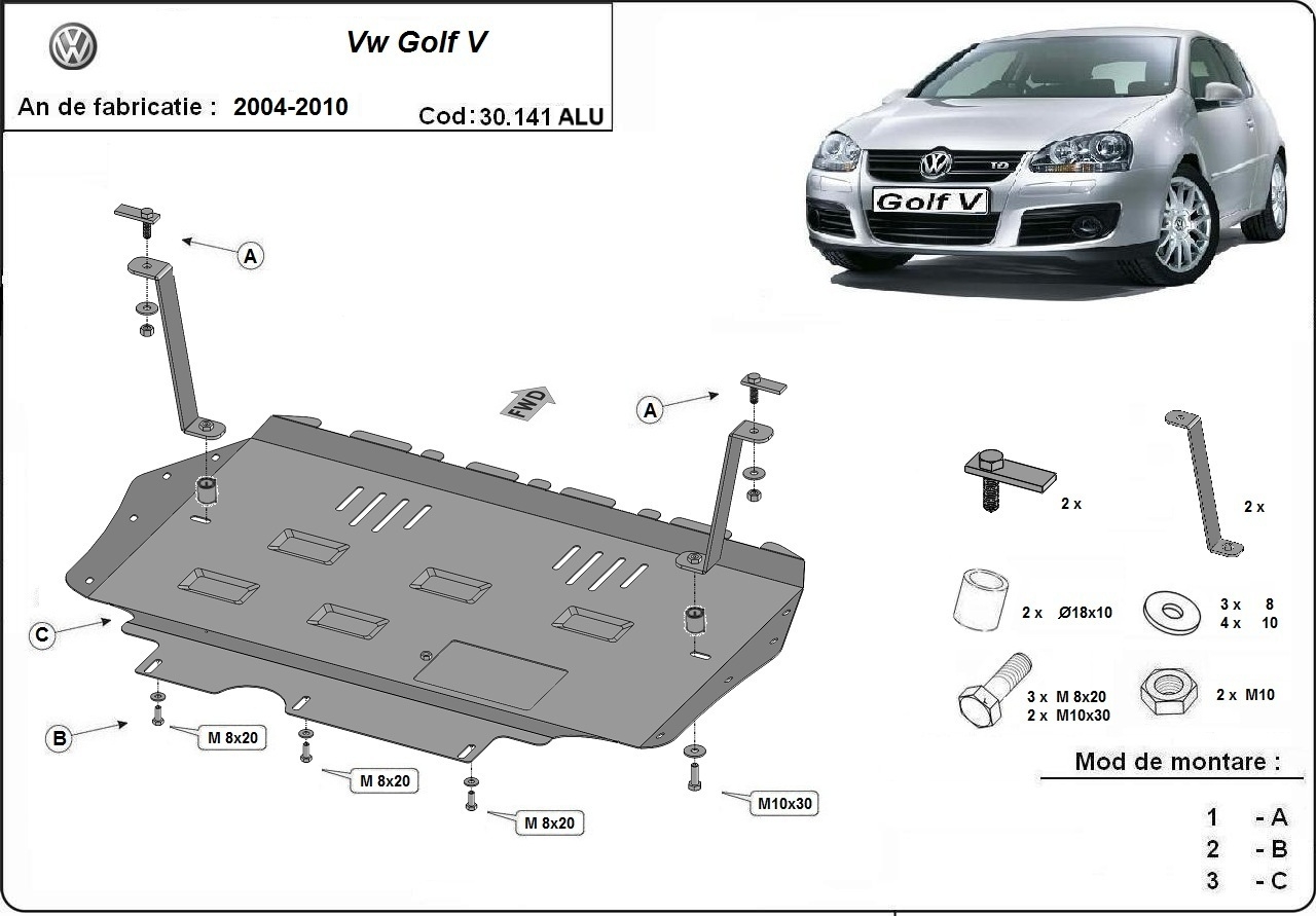 Bundplade Aluminium Motor+ | VW Golf Plus (2004-2010) - 3