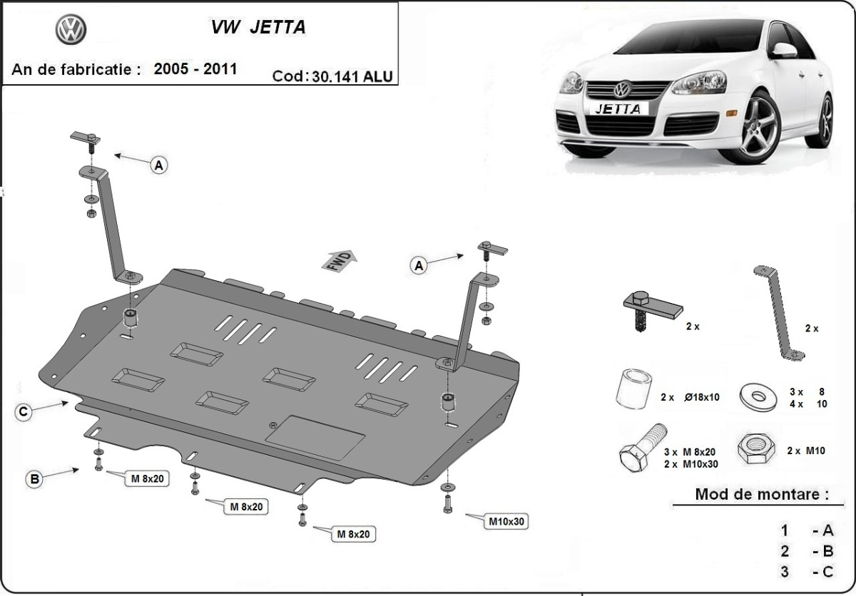 Skid plate Aluminium Engine+ | VW Jetta (2005-2011) - 3