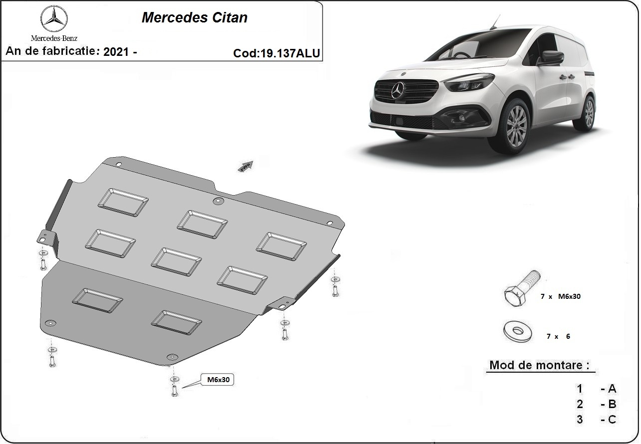 Pohjapanssari Aluminium Moottori+ | Mercedes Citan (2016-2026) - 3