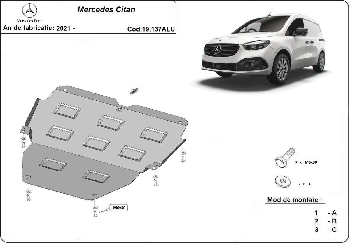 Protection inférieure en aluminium Moteur+ | Mercedes Citan (2016-2026) - 3