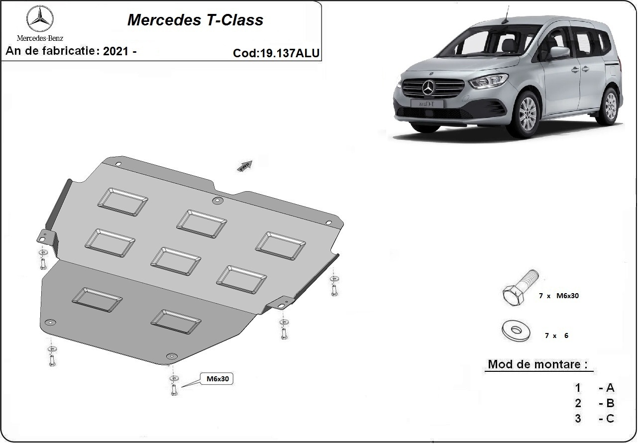 Skid plate Aluminium Engine+ | Mercedes T-Class (2021-2026) - 3