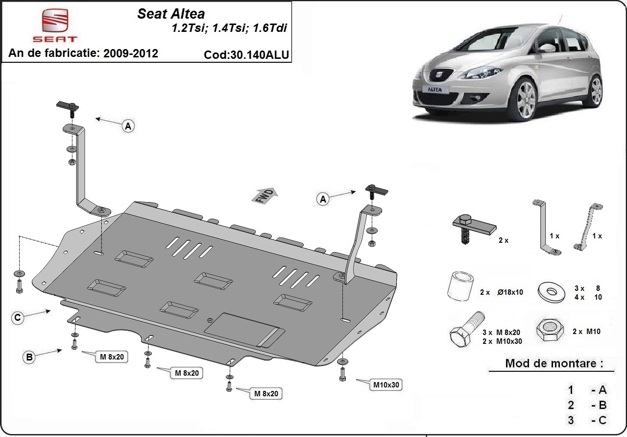 Skid plate Aluminium Engine+ | Seat Altea (2009-2012) - 3