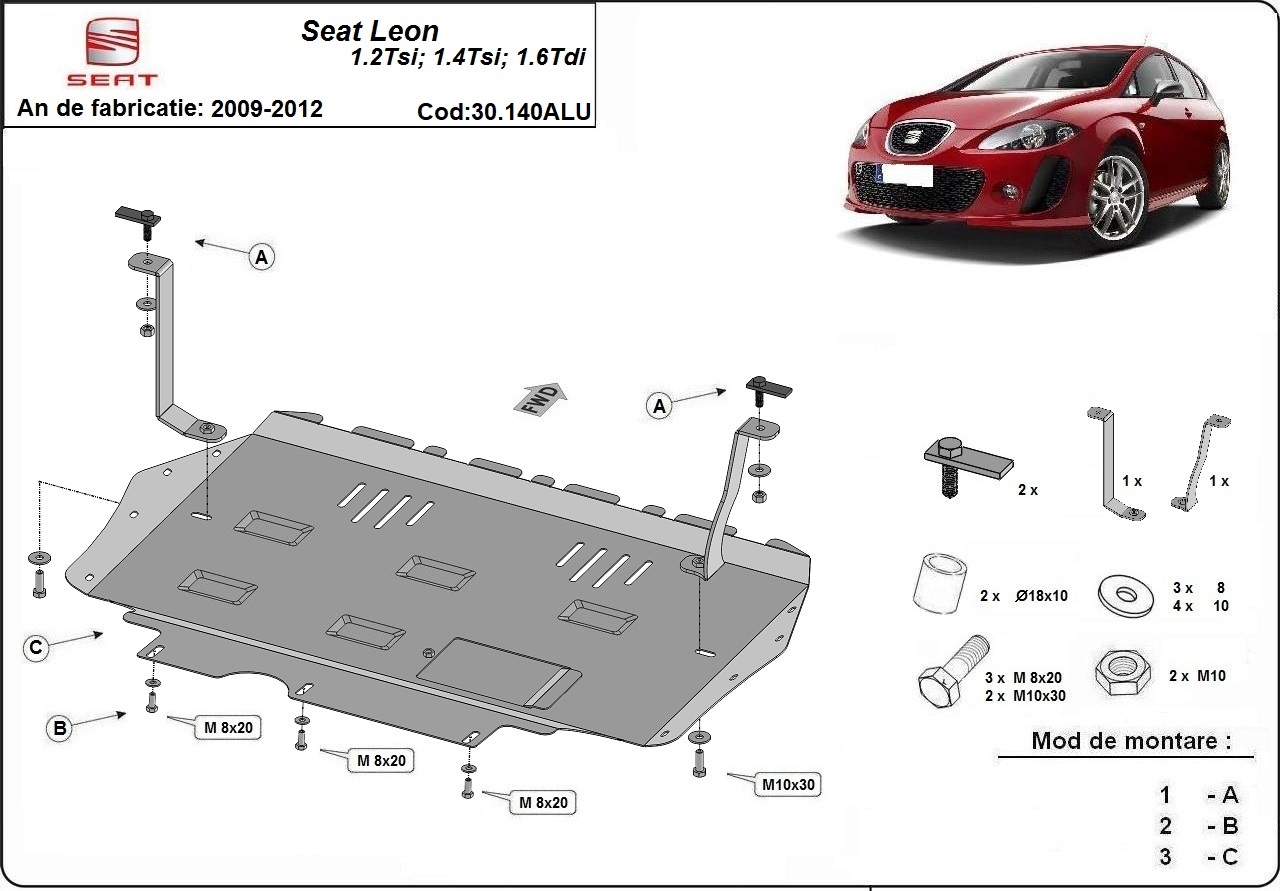 Skid plate Aluminium Engine+ | Seat Leon Mk2 (2009-2012) - 3