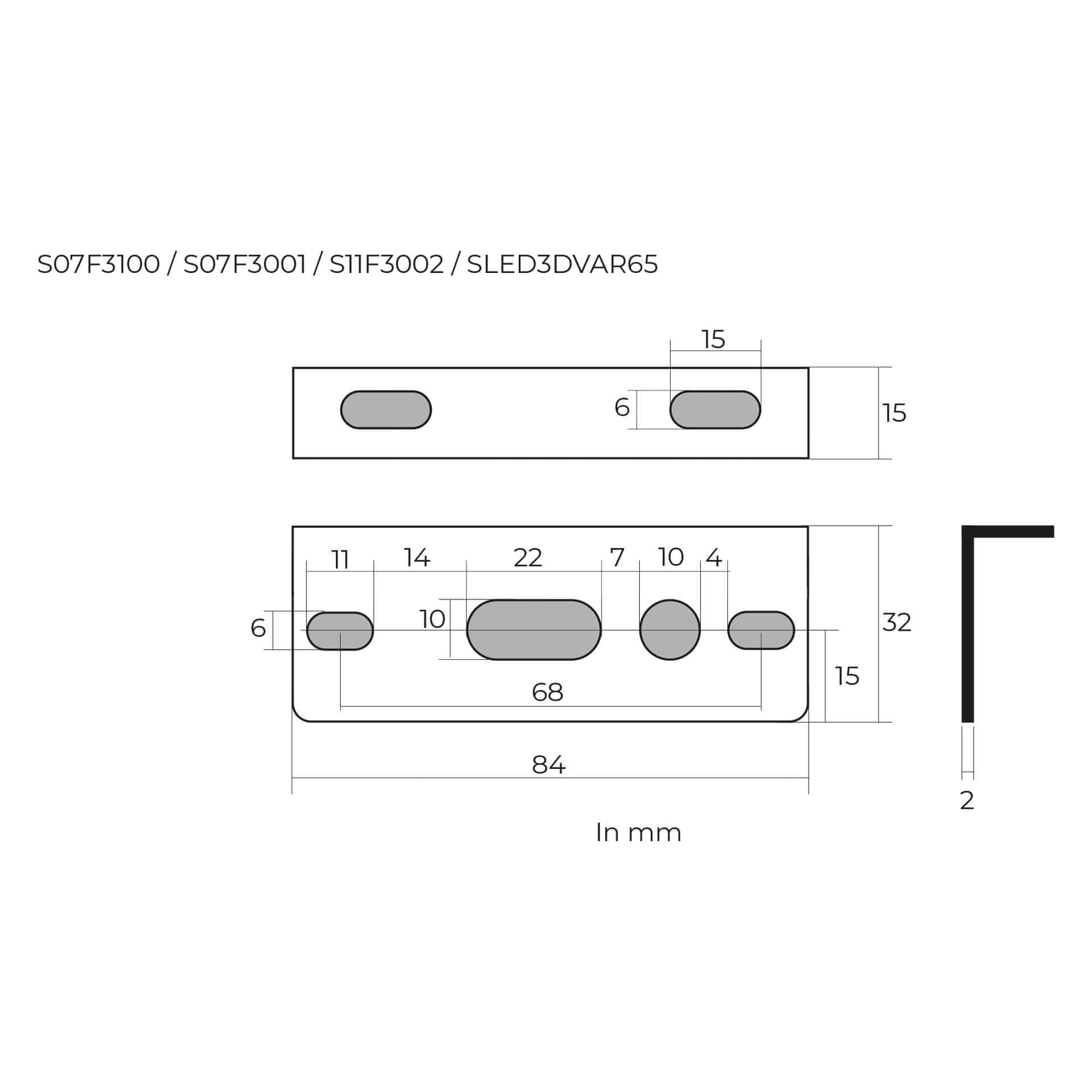 Monteringsbrakett for S07F3001 / S07F3100 / S11F3002 / SLED3DVAR65 - 2