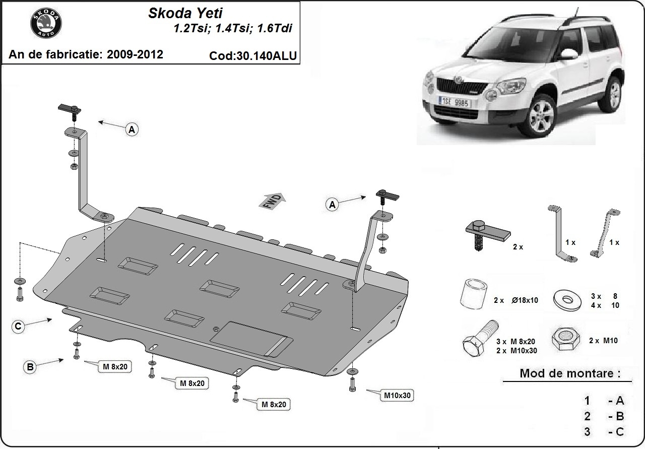 Skid plate Aluminium Engine+ | Skoda Yeti (2009-2012) - 3