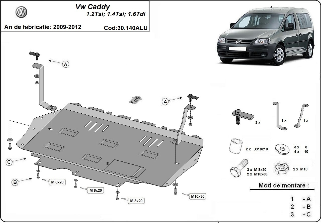 Bunnplate Aluminium Motor+ | VW Caddy (2009-2019) - 3