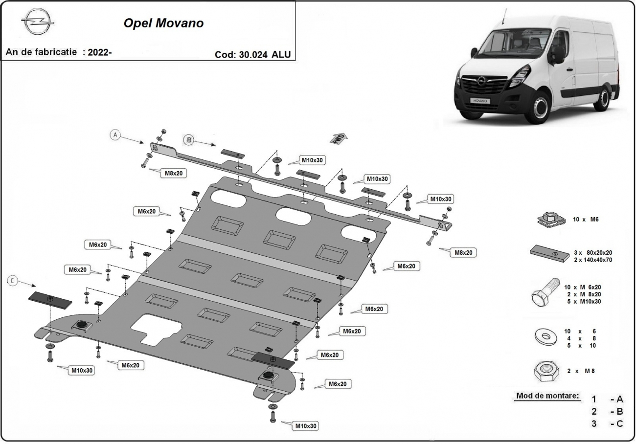 Bundplade Aluminium Motor+ | Opel Movano C (2022-2026) - 3
