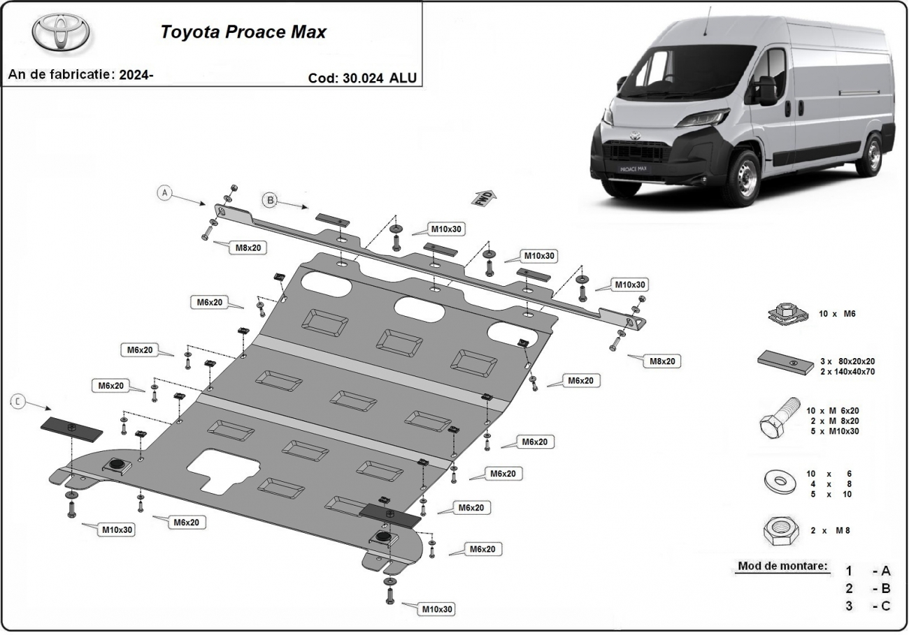 Pohjapanssari Aluminium Moottori+ | Toyota Proace Max (2024-2026) - 3